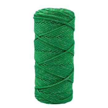 Полиэфирный Шнур с люрексом (серебро) для вязания Ш_ПЭЛ 04, Змм, 100 м, цвет Зелёный