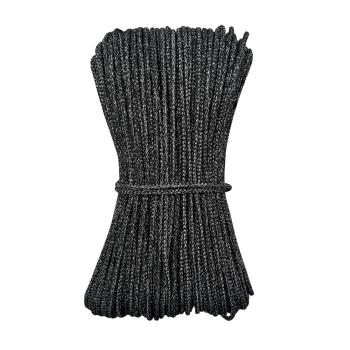 Хлопковый шнур с люрексом (серебро) для шитья с сердечником ШН_П72, 5 мм/100 м, цвет Чёрный