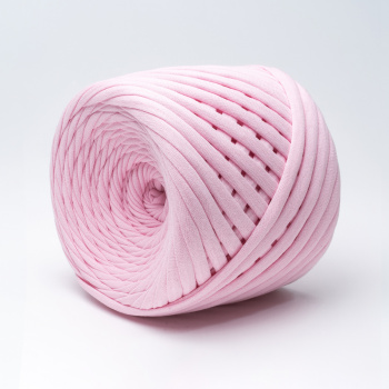 Трикотажная пряжа Hobyt ТП 168 Розовая пудра, первичная, изнаночная, 100% хлопок, 100 м, 7-9 мм