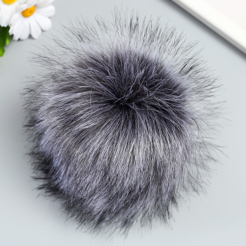 ПП_23 Помпон искусственный мех, 14 см, цвет сталь