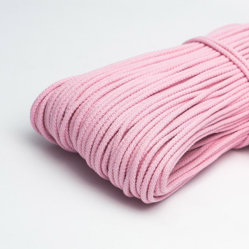 Хлопковый шнур для шитья с сердечником  5 мм/100 м, цвет Нежно-розовый 