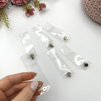 3007 Декоративная бирка из силикона, "Ручная работа", 7х2 см, прозрачная/серебро