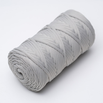 Полиэфирный плоский шнур для вязания  Серебро 5 мм/100м