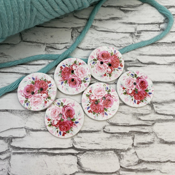 2804 Декоративная пуговица "Розы", 1 штука, 25 мм