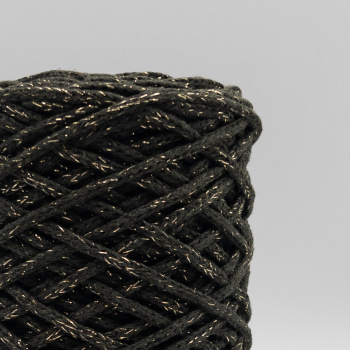 Хлопковый Шнур Тёмный хаки с золотым люрексом, Змм/100 м