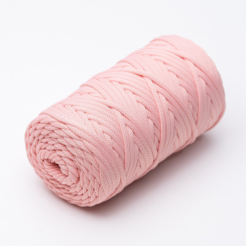 Полиэфирный плоский  шнур для вязания  Светло-розовый 5 мм/100м