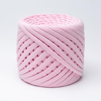 Трикотажная пряжа Hobyt ТП 168 Розовая пудра, первичная, изнаночная, 100% хлопок, 100 м, 7-9 мм