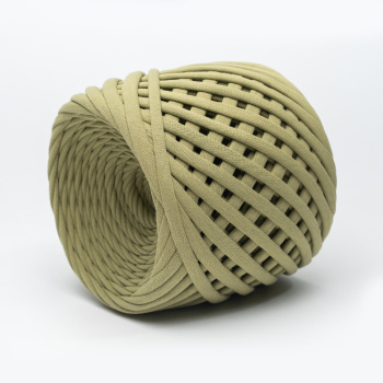 Трикотажная пряжа Hobyt ТП 192 Оливковый, первичная, изнаночная, 100% хлопок, 100 м,7-9 мм