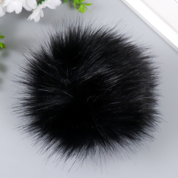 ПП_61 Помпон искусственный мех, 14 см, цвет чёрный