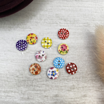 2807 Декоративная пуговица "Горошек ассорти", 1 штука, 10х10 мм