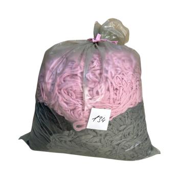 №134 Путанка, вторичная трикотажная  пряжа в мешке 5 кг ( тёмно-серый, тёмно-коричневый,розовый)