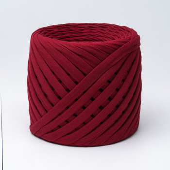 Трикотажная пряжа Hobyt ТП 120 Красный вельвет, первичная, изнаночная, 100% хлопок, 100 м, 7-9 мм