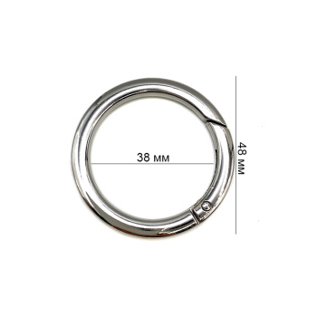 825-1 Кольцо-карабин большой, серебро, 48х38 мм