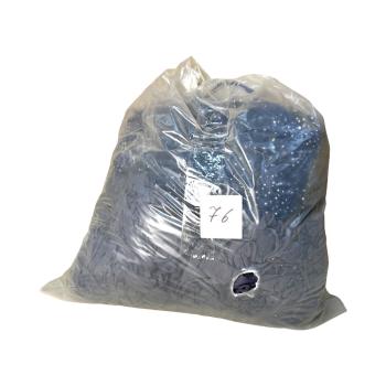 №76 Путанка, вторичная трикотажная  пряжа в мешке 5 кг ( серо-синий футер,принт)
