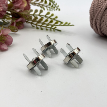 Кнопка магнитная потайная 905-6, серебро, 18 мм