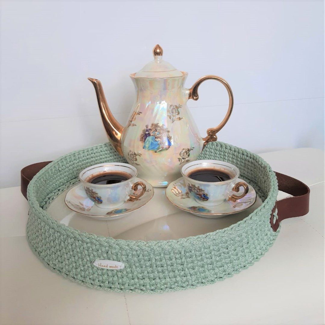 Вяжем ПОДНОС с прозрачным дном из шнура