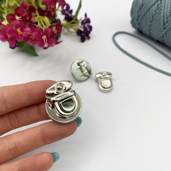 Портфельный замок мини 817, серебро 25x25 мм