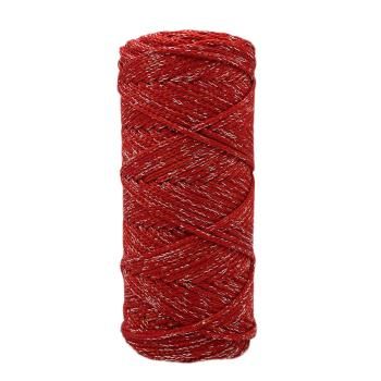 Полиэфирный Шнур с люрексом (серебро) для вязания Ш_ПЭЛ 01, Змм, 100 м, цвет Красный 