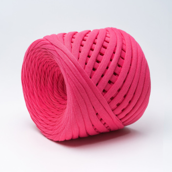 Трикотажная пряжа Hobyt ТП 124 Фламинго, первичная, изнаночная, 100% хлопок, 100 м, 7-9 мм