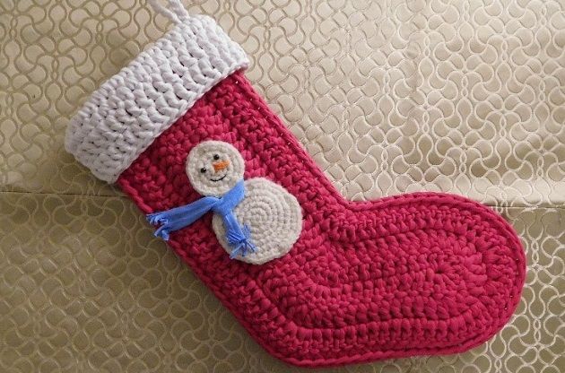 Новогодний сапожок из трикотажной пряжи. Мастер-класс Новогодний сапожок из трикотажной пряжи. Мастер-класс