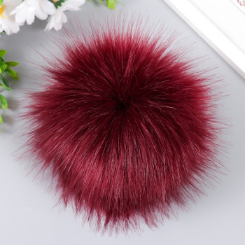 ПП_10 Помпон искусственный мех, 14 см, цвет бордо