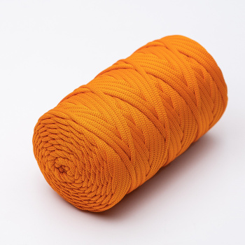Полиэфирный плоский шнур для вязания  Оранжевый 5 мм/100м