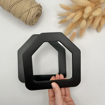 Деревянные ручки для сумки РД-23, пятиугольные, 160х160мм ЧЁРНЫЕ