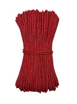 Хлопковый шнур с люрексом (серебро) для шитья с сердечником ШН_П69, 5 мм/50 м, цвет Красный