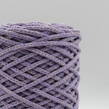 Хлопковый Шнур Сирень с золотым люрексом, Змм/100 м