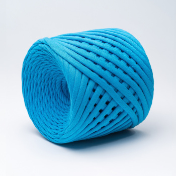 Трикотажная пряжа Hobyt ТП 165 Голубое море, первичная, изнаночная, 100% хлопок, 100 м, 7-9 мм