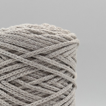 Хлопковый Шнур Лён с серебряным люрексом, Змм/100 м