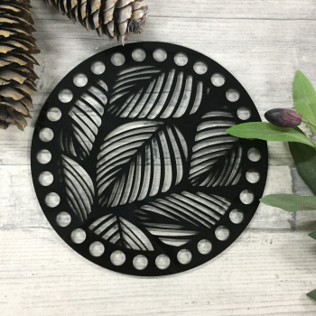 2022 Черная резная боковнка для сумок, крышка для корзинки, оргстекло "Листья" D=15см