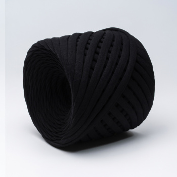 Трикотажная пряжа Hobyt ТП 069 Чёрная, первичная, изнаночная, 100% хлопок, 100 м, 7-9 мм