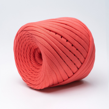 Трикотажная пряжа Hobyt ТП 066 Коралл, первичная, изнаночная, 100% хлопок, 100 м, 330 г, 7-9 мм