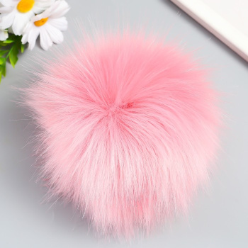ПП_4 Помпон искусственный мех, 14 см, цвет розовый