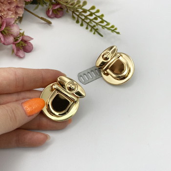 Замок для сумки малый портфельный 901-1, 30х30, золото