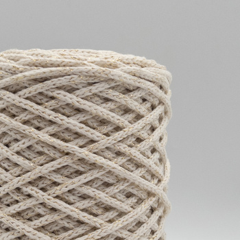 Хлопковый Шнур Айвори с золотым люрексом, Змм/100 м