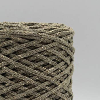 Хлопковый Шнур Шалфей с золотым люрексом, Змм/100 м