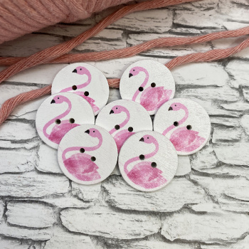 2803-7 Декоративная пуговица "Розовый лебедь", 1 штука, 25 мм