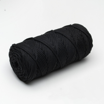 Хлопковый Шнур для вязания Ш-ХЛ3_002 Чёрный, Змм/100м, хлопок