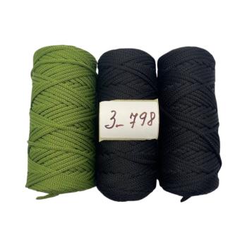 Набор из полиэфирных шнуров 3_798, 4 мм 100 м, 3 штуки (оливка, чёрный 2 шт.)