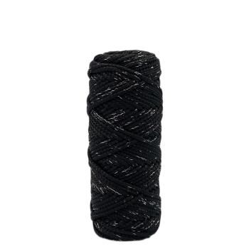 Полиэфирный Шнур с люрексом (серебро) для вязания Ш_ПЭЛ 07-50, Змм, 50 м, цвет Чёрный