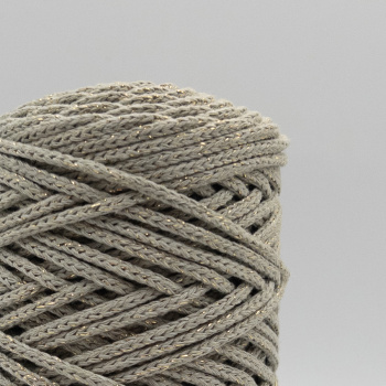 Хлопковый Шнур Полынь с золотым люрексом, Змм/100 м