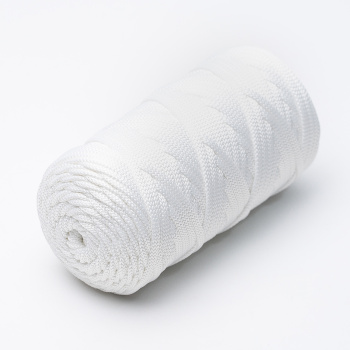 Полиэфирный плоский шнур для вязания  Белый 5 мм/100м