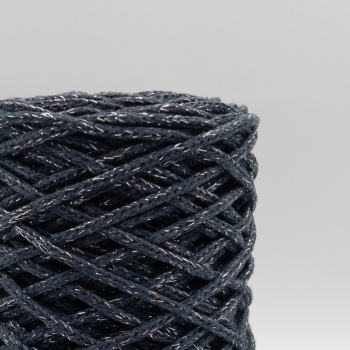 Хлопковый Шнур Тёмный джинс с серебряным люрексом, Змм/100 м