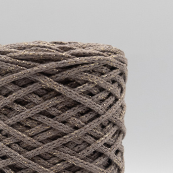 Хлопковый Шнур Ореховый с золотым люрексом, Змм/100 м