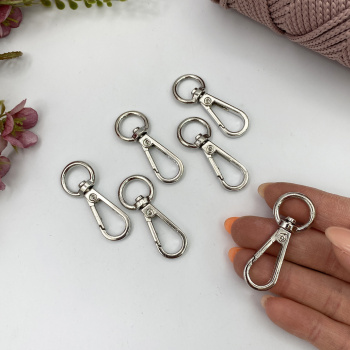 912 Крючок-карабин "Кольцо" серебро 41х16 мм