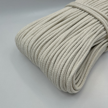 Хлопковый шнур с люрексом (серебро) для шитья с сердечником 5 мм/100 м, цвет Айвори