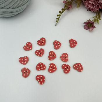 2812 Декоративная пуговица с двумя отверстиями "Сердечки", 1 штука, 17х17 мм 