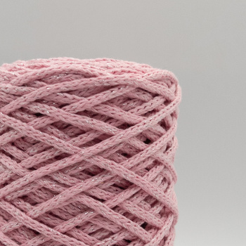 Хлопковый Шнур Нежно-розовый с серебряным люрексом, Змм/100 м